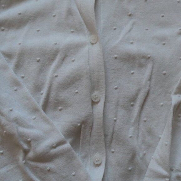 White cardigan with knit polka dots, XS, Mango - Picture 3 of 7